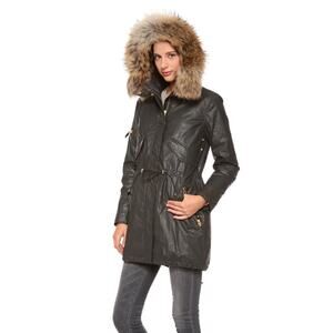 SAM. Hudson Parka Olive with Real Raccoon Fur Trim | Size Small